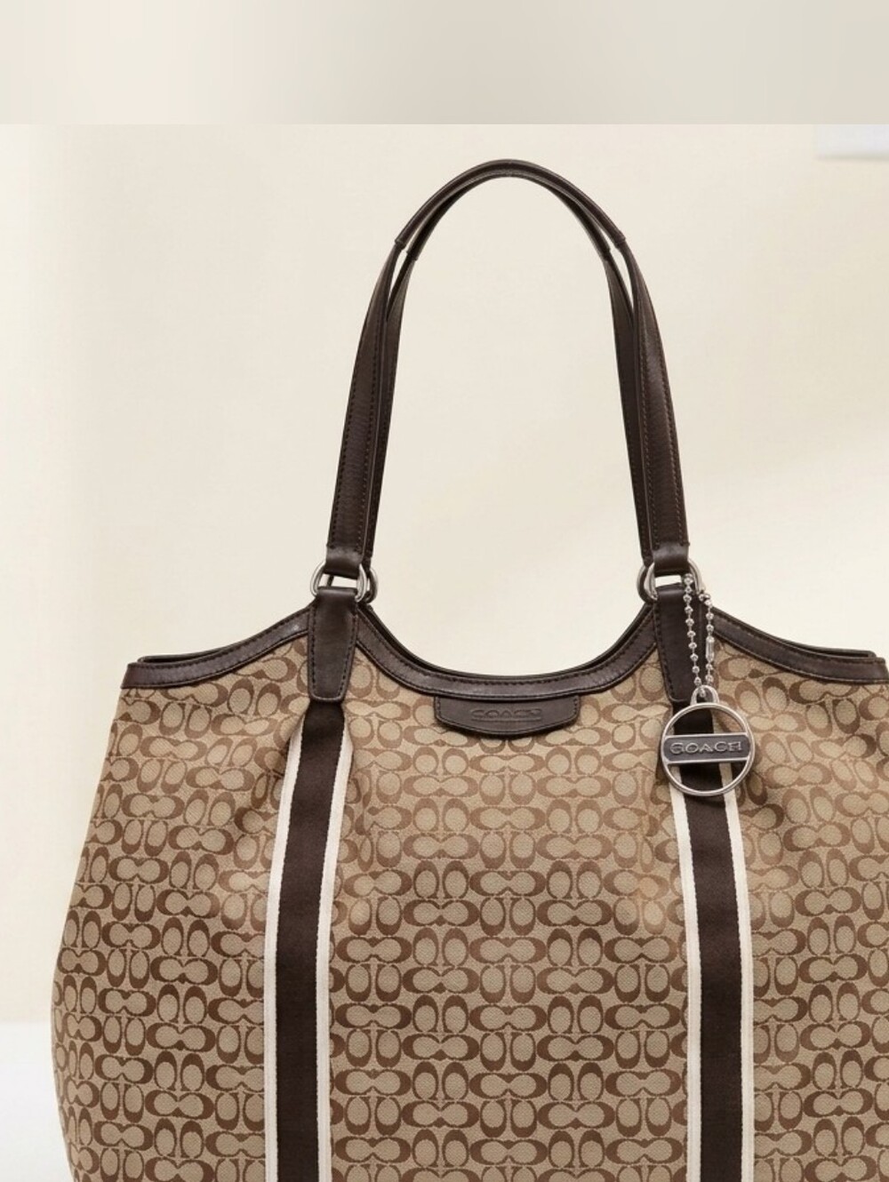 Coach Brown Signature Canvas Tote Bag